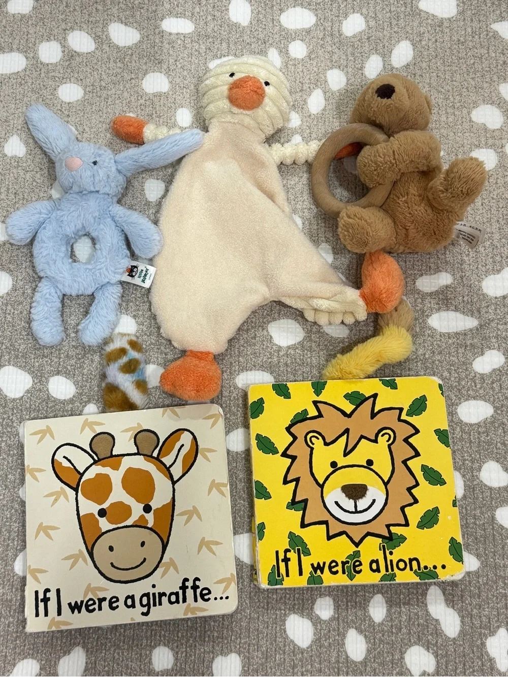 Jellycat lot baby rattle stuffed animal book bashful bunny giraffe lion duckbear